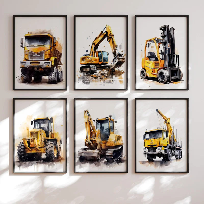 Heavy Equipment Background - Vehículo de construcción, camión, niños, guardería,