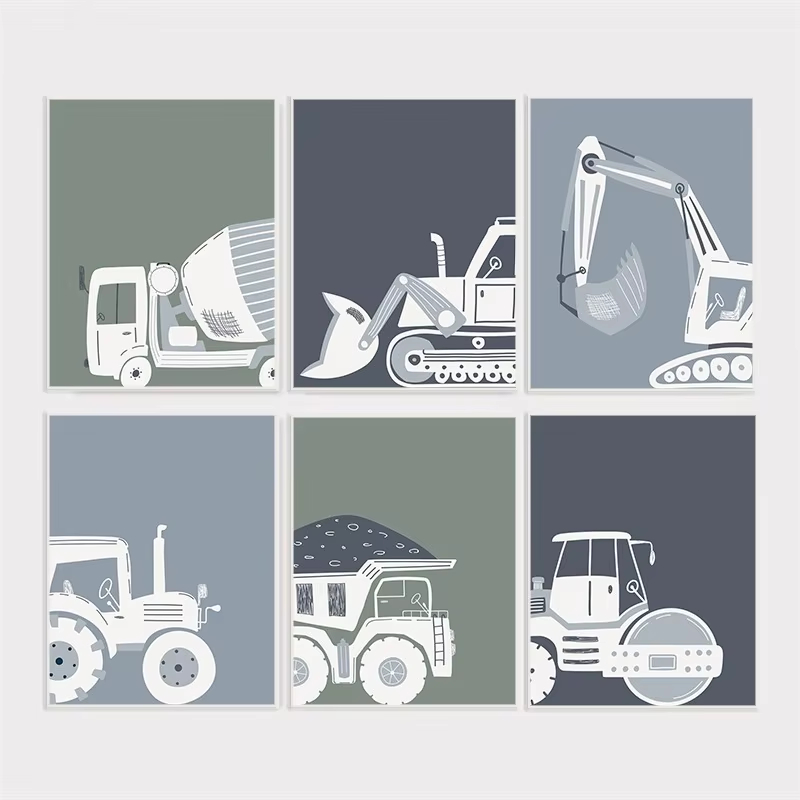 Heavy Equipment Background - Póster moderno de vehículos de construcción