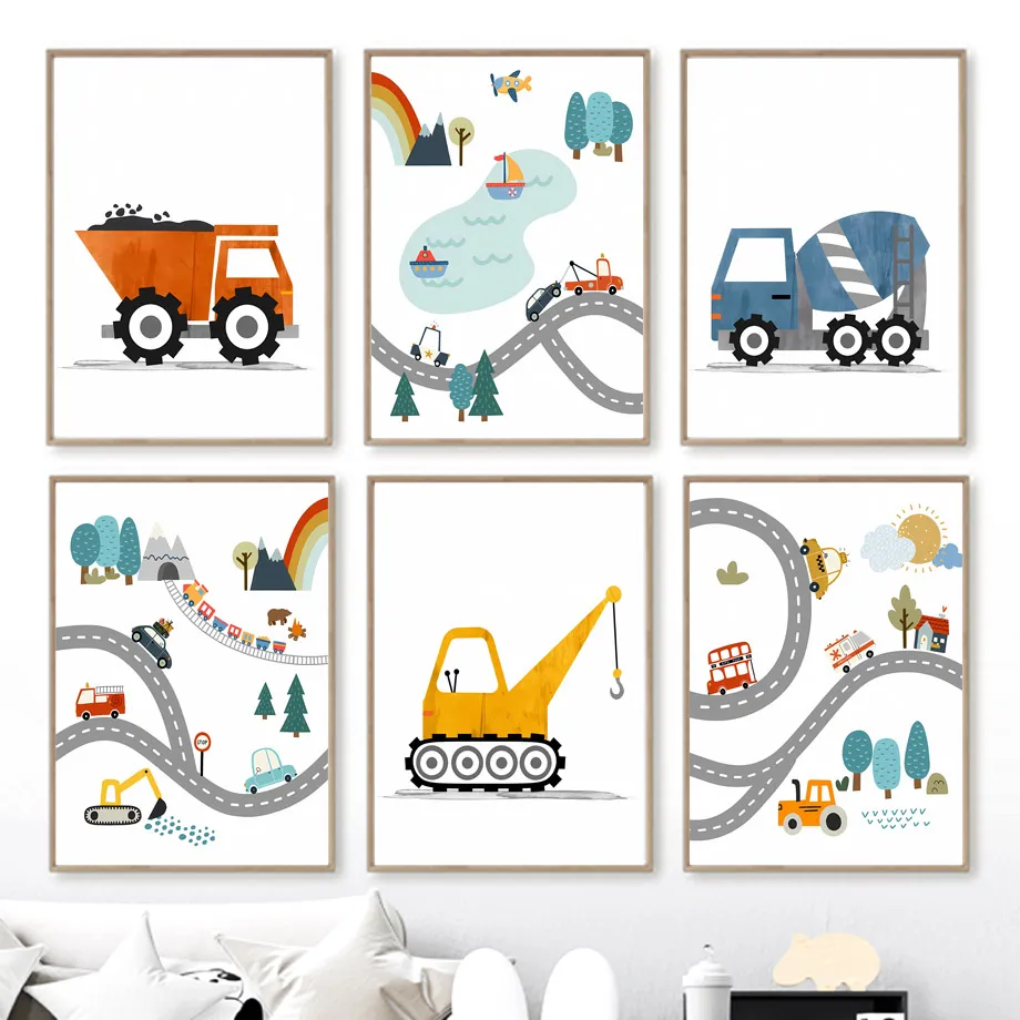Heavy Equipment Background - Póster de pintura impresa en lienzo