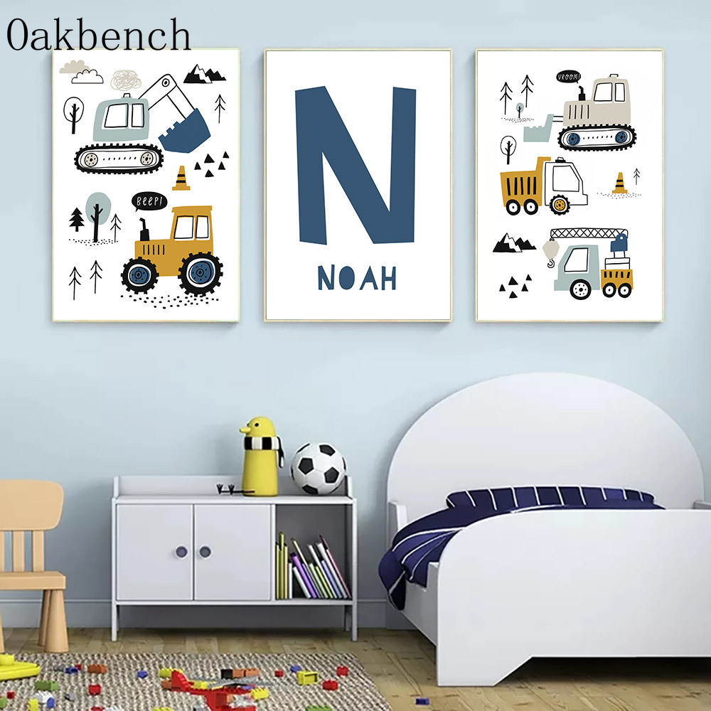 Heavy Equipment Background - Póster de excavadora con nombre personalizado,