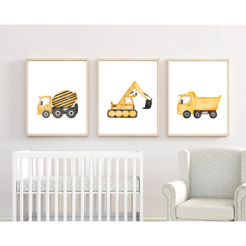 Heavy Equipment Background - 3 Piezas de Lienzos Decorativos Minimalistas