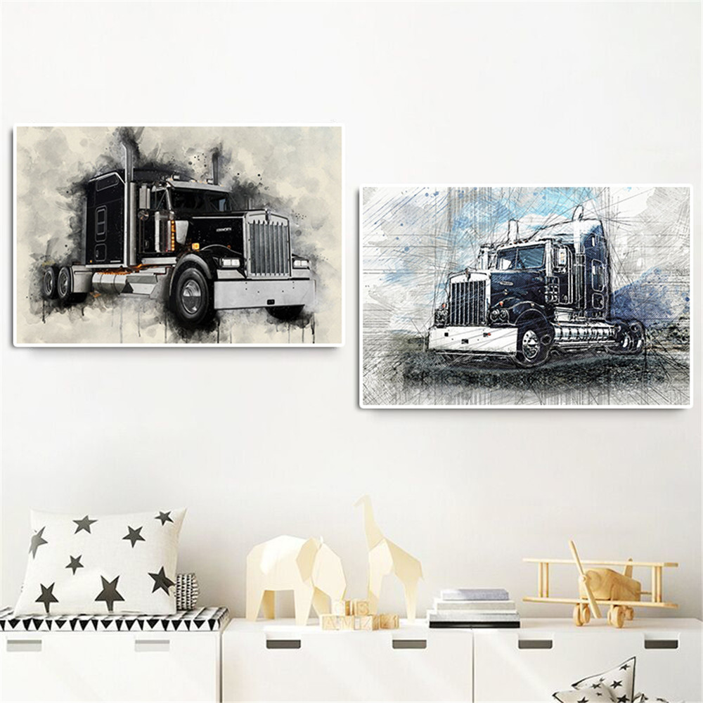 Póster e impresión de acuarela - Heavy Equipment Background reseña y precio