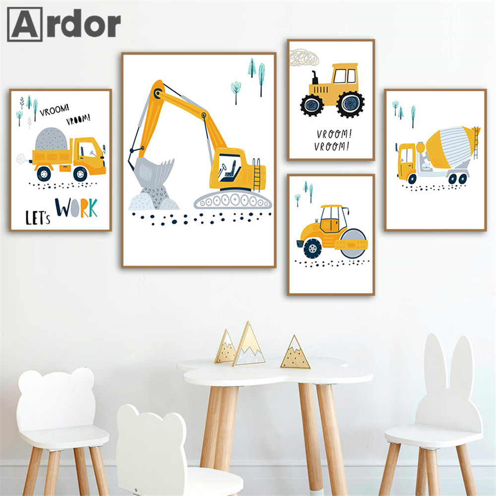 Póster infantil de dibujos ani - Heavy Equipment Background reseña y precio