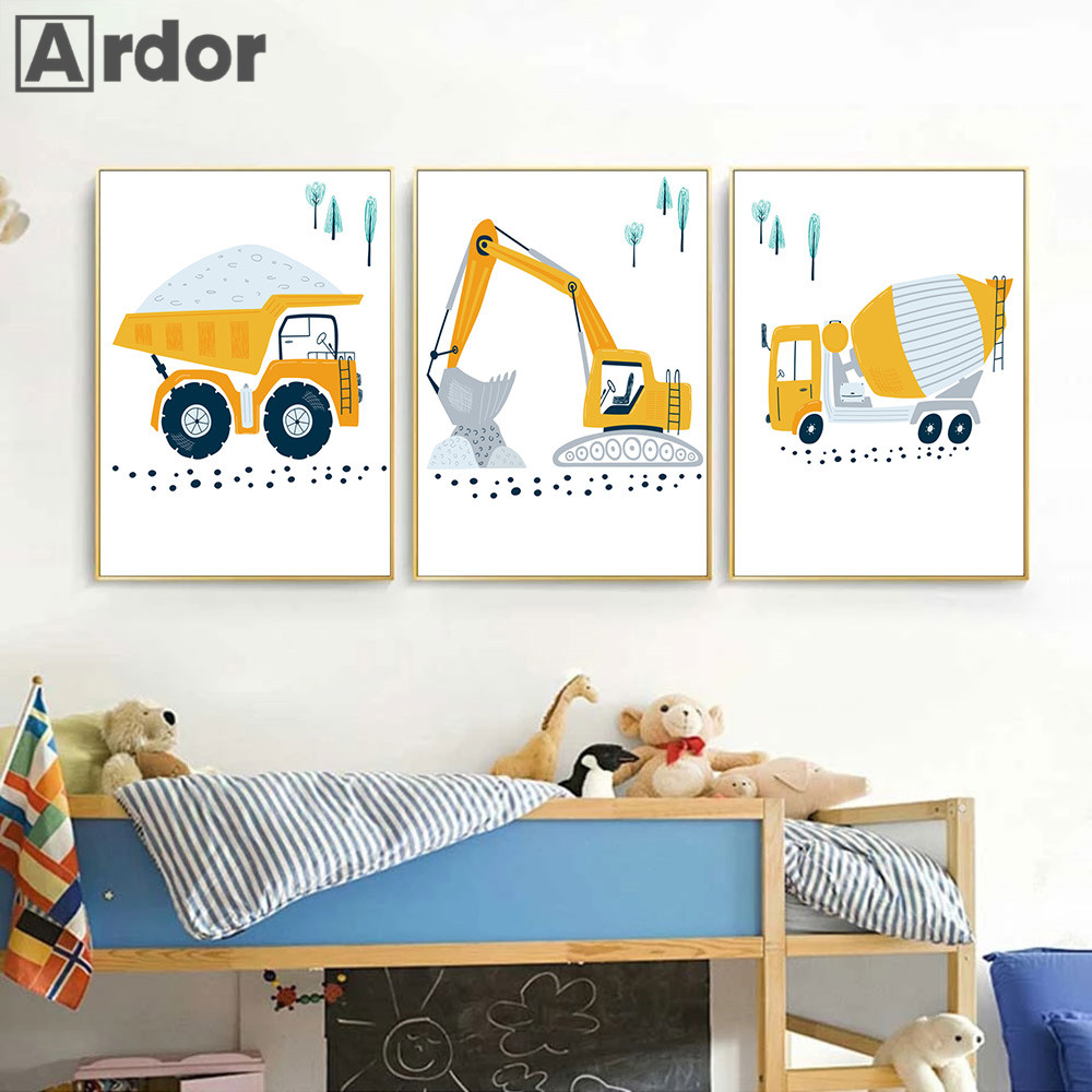 Póster infantil de dibujos ani - Heavy Equipment Background reseña y precio