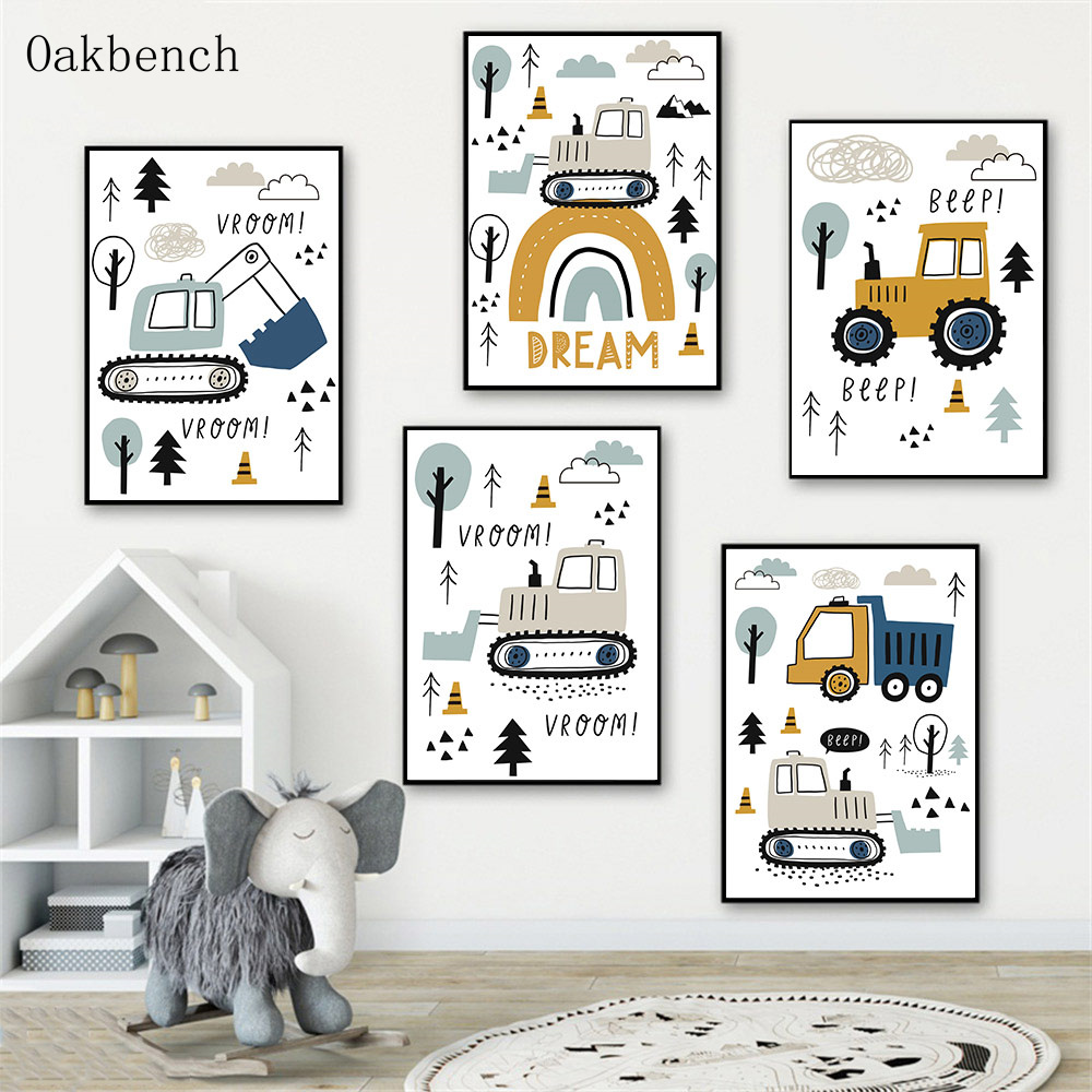 Póster de excavadora con nombr - Heavy Equipment Background reseña y precio