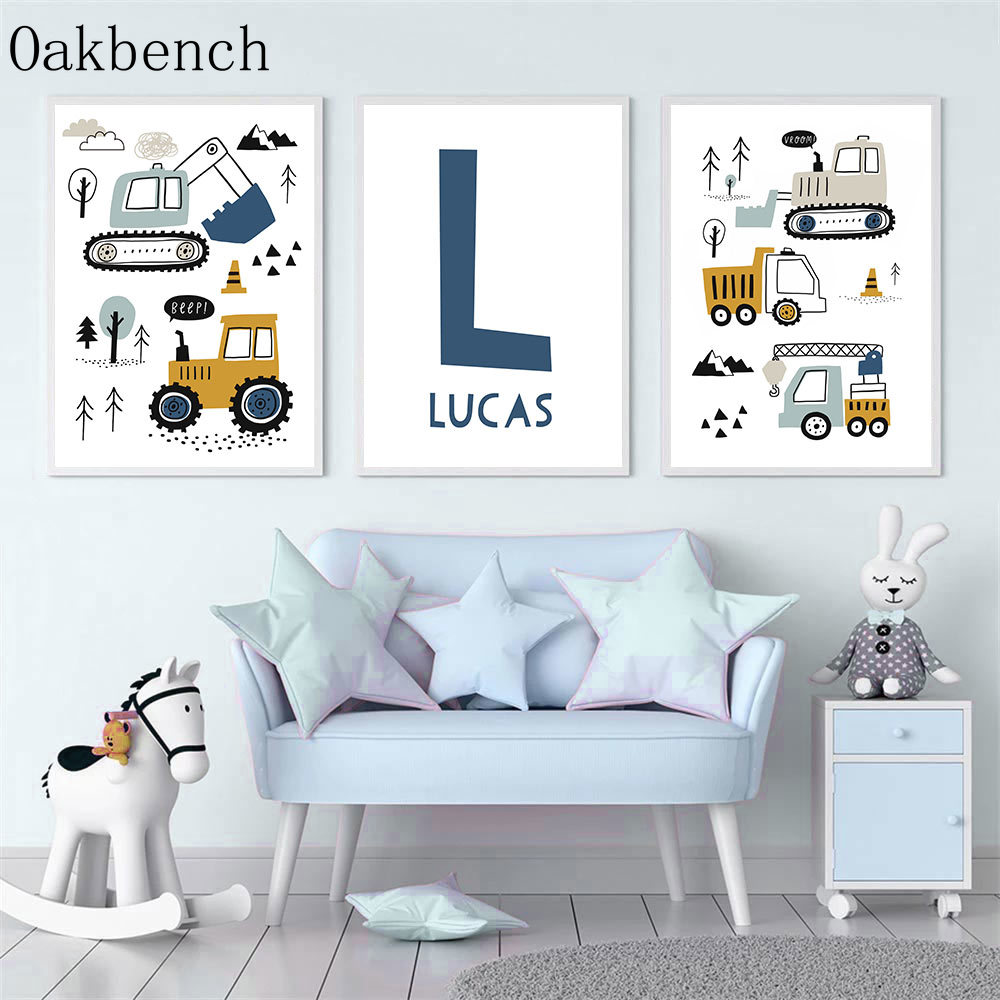 Póster de excavadora con nombr - Heavy Equipment Background reseña y precio