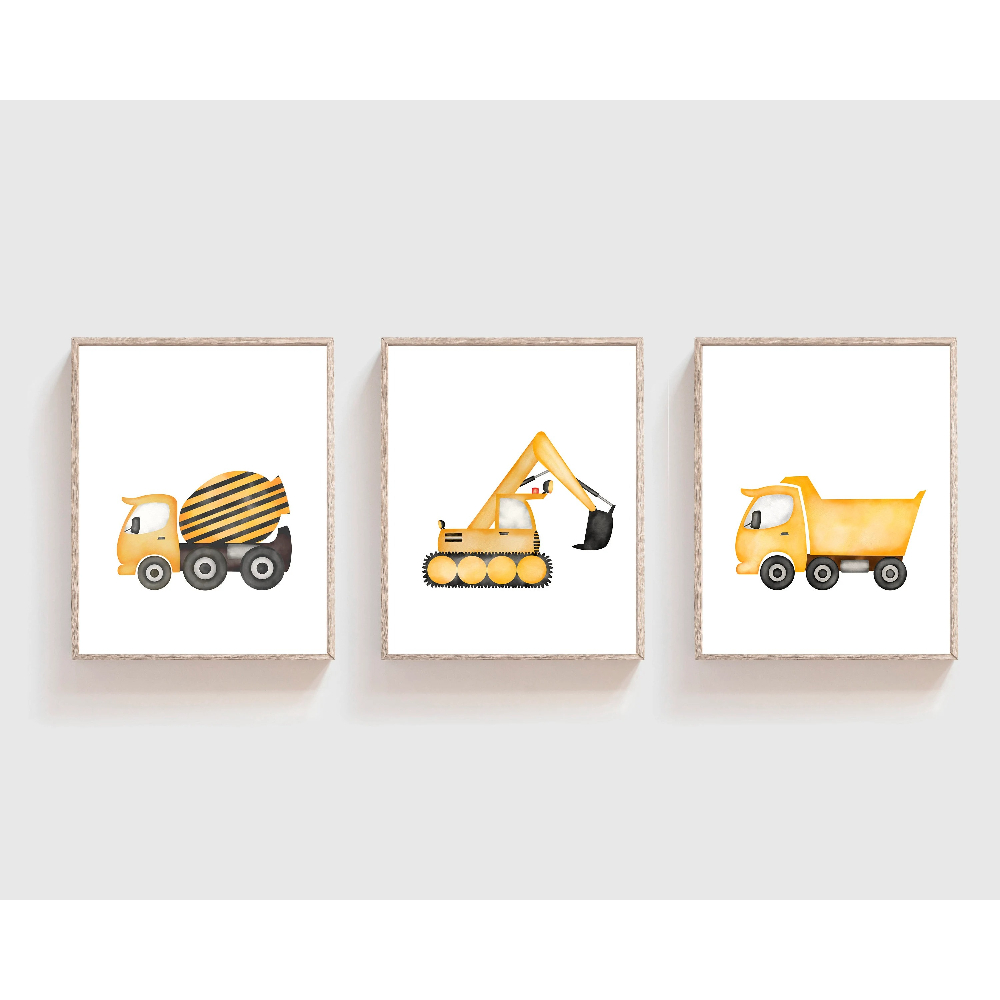 3 Piezas de Lienzos Decorativo - Heavy Equipment Background reseña y precio